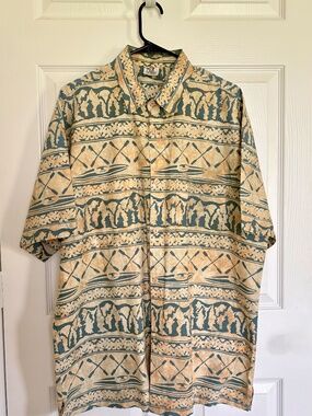 VTG Rum Reggae Men's (XL) 100% Cotton Traditional Batik Surf & Kayak Camp Shirt